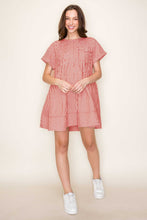 Load image into Gallery viewer, Star Drop Striped Mini Swing Dress in Red Stripe
