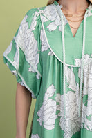 GiGio Floral Print Baby Doll Mini Dress in Sage Mix