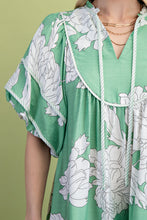 Load image into Gallery viewer, GiGio Floral Print Baby Doll Mini Dress in Sage Mix
