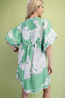 GiGio Floral Print Baby Doll Mini Dress in Sage Mix