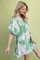 GiGio Floral Print Baby Doll Mini Dress in Sage Mix