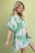 Load image into Gallery viewer, GiGio Floral Print Baby Doll Mini Dress in Sage Mix
