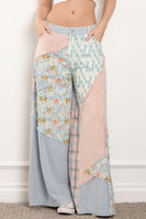 BlueVelvet Multi Contrasting Wide leg Pants in Dusty Sky Multi