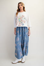 Load image into Gallery viewer, Easel Washed Floral Print Chambray Pants in Light Denim
