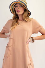 Load image into Gallery viewer, Easel Solid Color Knit Maxi Dress with Daisy Patches in Almond
