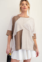 Load image into Gallery viewer, Easel OVERSIZED Mix n Match Stripes Boxy Knit Top in Chocolate
