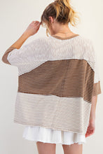 Load image into Gallery viewer, Easel OVERSIZED Mix n Match Stripes Boxy Knit Top in Chocolate

