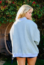 Load image into Gallery viewer, BucketList Graphic Print Sweatshirt "PILATES" with Reversible "YOGA" Print in Heather Grey
