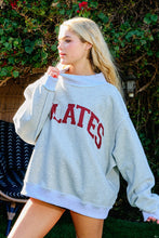 Load image into Gallery viewer, BucketList Graphic Print Sweatshirt "PILATES" with Reversible "YOGA" Print in Heather Grey
