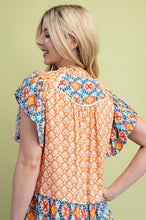 Load image into Gallery viewer, GiGio Mixed Print Tiered Midi Dress in Peach Mix
