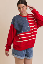 Load image into Gallery viewer, Gilli American Flag Patched Sweatshirt in Red-Multi
