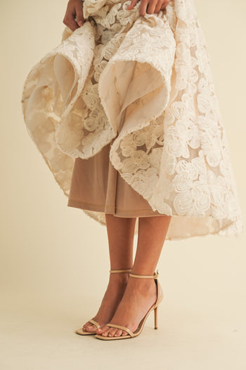 Klesis 3D Floral Lace Midi Dress in Cream