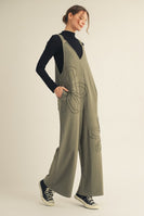 Jodifl Solid Color Flower Patch Jumpsuit in Olive