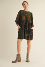 Load image into Gallery viewer, Jodifl Floral Velvet Jacquard Dress in Olive
