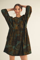 Jodifl Floral Velvet Jacquard Dress in Olive