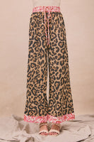 BiBi Lightweight Leopard Pant With Contrasting Print Details in Leopard/Pink