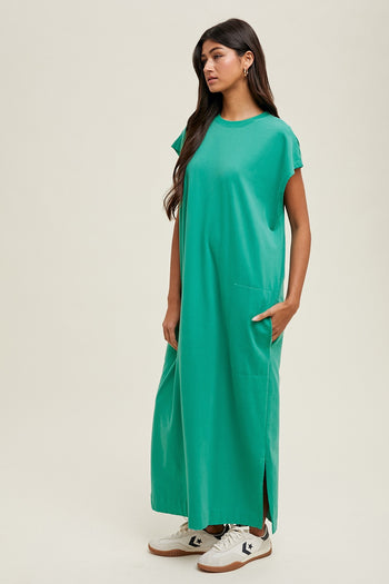 Wishlist OVERSIZED Knit Cotton Maxi Dress in Pistachio