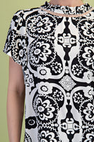 GiGio Two Toned Medallion Print Top in Black Mix