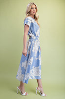 GiGio Floral Print Midi Dress in Misty Blue Mix