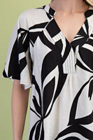 GiGio Tropical Print Top in Black Mix