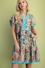 Load image into Gallery viewer, GiGio Mixed Print Mini Dress in Jade Mix
