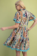 Load image into Gallery viewer, GiGio Mixed Print Mini Dress in Jade Mix
