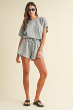 Load image into Gallery viewer, AnnieWear Textured Knit Top and Shorts Set in H Grey
