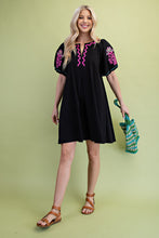 Load image into Gallery viewer, GiGio Mini Dress with Embroidery in Black
