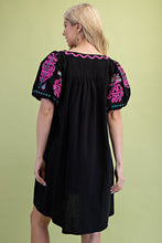 Load image into Gallery viewer, GiGio Mini Dress with Embroidery in Black
