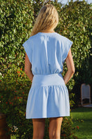 BucketList Scuba Fabric Mini Dress in Grey Blue