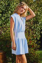 Load image into Gallery viewer, BucketList Scuba Fabric Mini Dress in Grey Blue
