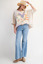 Load image into Gallery viewer, Easel OVERSIZED Heart and Love Patched Top in Light Khaki
