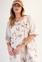 Load image into Gallery viewer, Easel Western Print Twill Overalls in Khaki
