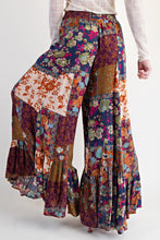 Load image into Gallery viewer, Easel Patchwork Mixed Printed Palazzo Pants in Plum
