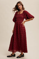 Listicle Textured Maxi Dress in Wine
