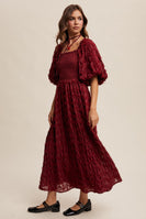 Listicle Textured Maxi Dress in Wine