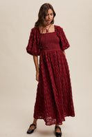 Listicle Textured Maxi Dress in Wine