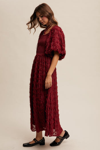 Listicle Textured Maxi Dress in Wine