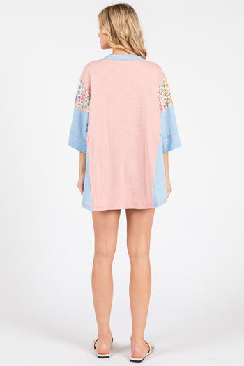 Sewn+Seen OVERSIZED Color Block Top in Dusty Pink