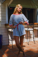 BucketList Terry Knit Romper with Contrasting Banded Details in Heather Grey