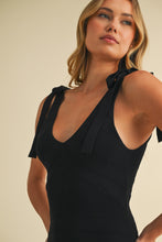 Load image into Gallery viewer, Klesis Textured Sweater Knit Midi Dress with Striped Hem in Black/Taupe
