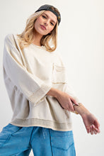 Load image into Gallery viewer, Easel Crochet Detailed Mineral Washed Top in Ecru

