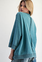 Load image into Gallery viewer, Easel Crochet Detailed Mineral Washed Top in Teal
