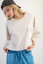 Load image into Gallery viewer, Easel Crochet Detailed Mineral Washed Top in Ecru
