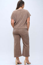 Load image into Gallery viewer, Yelete Corduroy Short Sleeve Top Cropped Pant Set in Khaki
