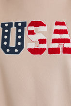 Load image into Gallery viewer, Gilli American Flag USA Chenille Patched Sweatshirt in Taupe
