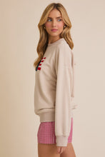 Load image into Gallery viewer, Gilli American Flag USA Chenille Patched Sweatshirt in Taupe
