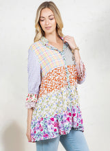 Load image into Gallery viewer, Young Threads Mixed Print Patchwork Top in Ivory
