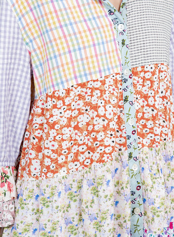 Young Threads Mixed Print Patchwork Top in Ivory