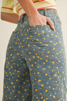 LovLov Whimsical Contemporary Speckled Pattern Pants in Denim Blue